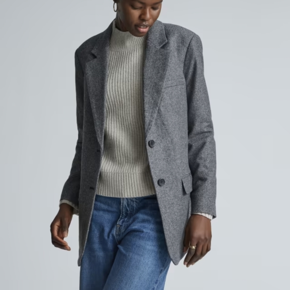 Classic Gray Women's Blazer Coat - Modern Tailored Jacket